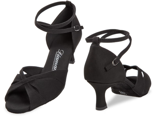 Damen Tanzschuhe Normalweite Flare Absatz 5 cm schwarz Microfaser