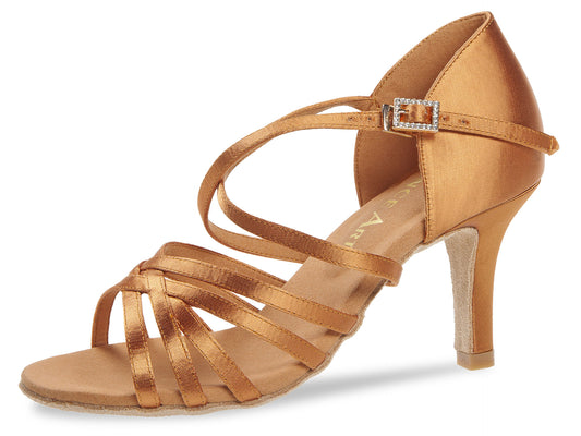 Damen Tanzschuhe Katja DanceArt Normalweite Slim Absatz 7,5 cm dark tan Satin