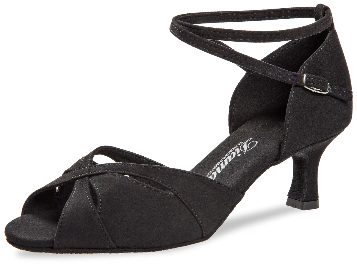 Damen Tanzschuhe Normalweite Flare Absatz 5 cm schwarz Microfaser